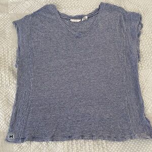 Christian Siriano Navy and White Striped Knit Top